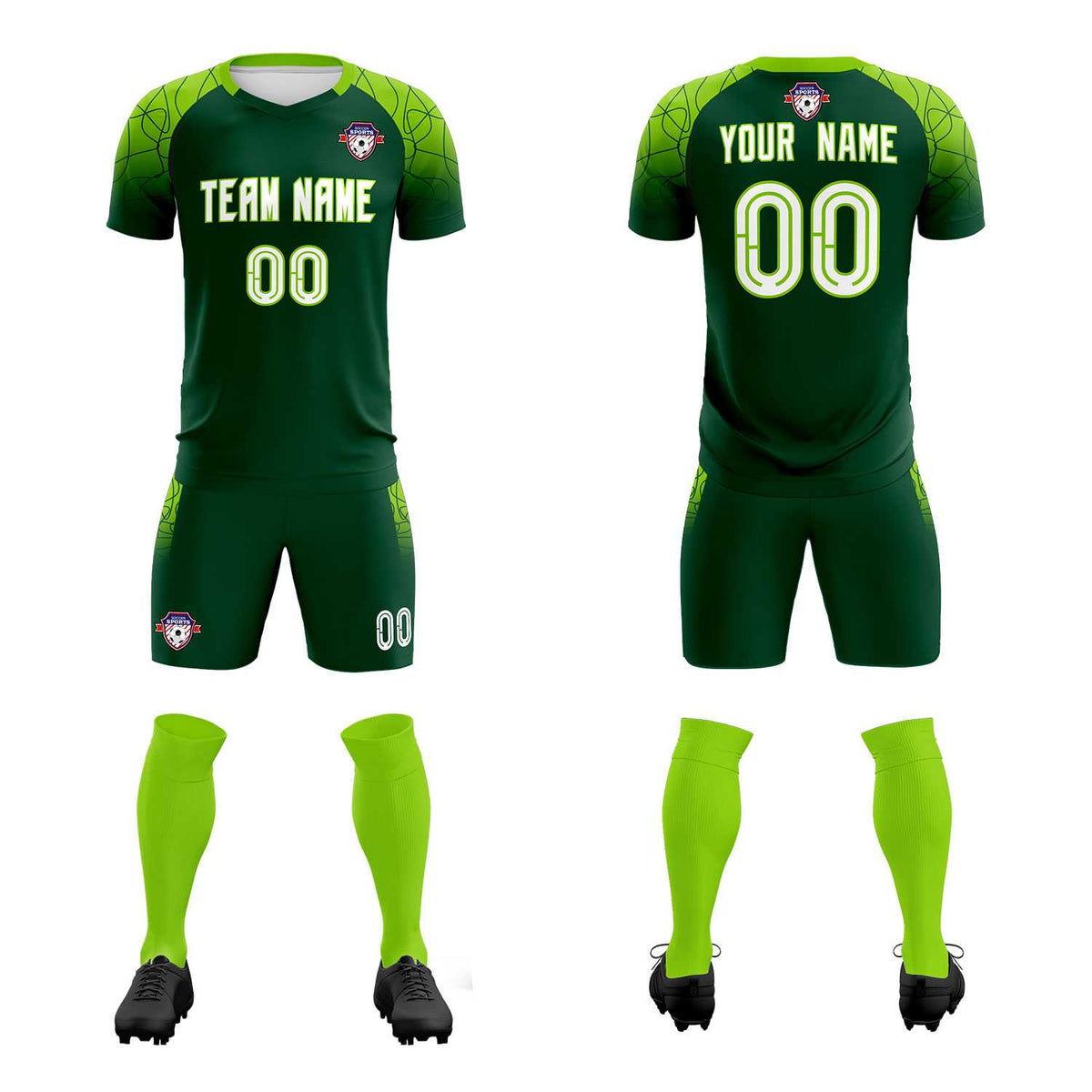 Custom Green Classic Soccer Training Sets Jersey For Adults/Kids