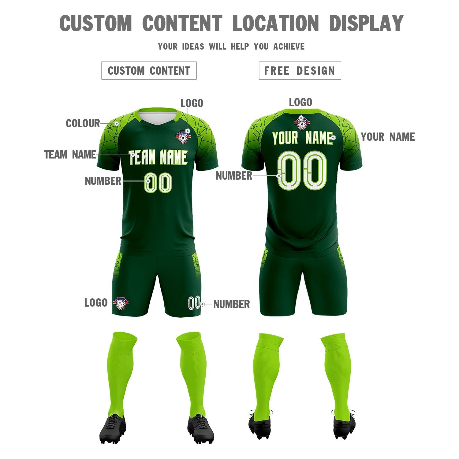 Custom Green Classic Soccer Training Sets Jersey For Adults/Kids