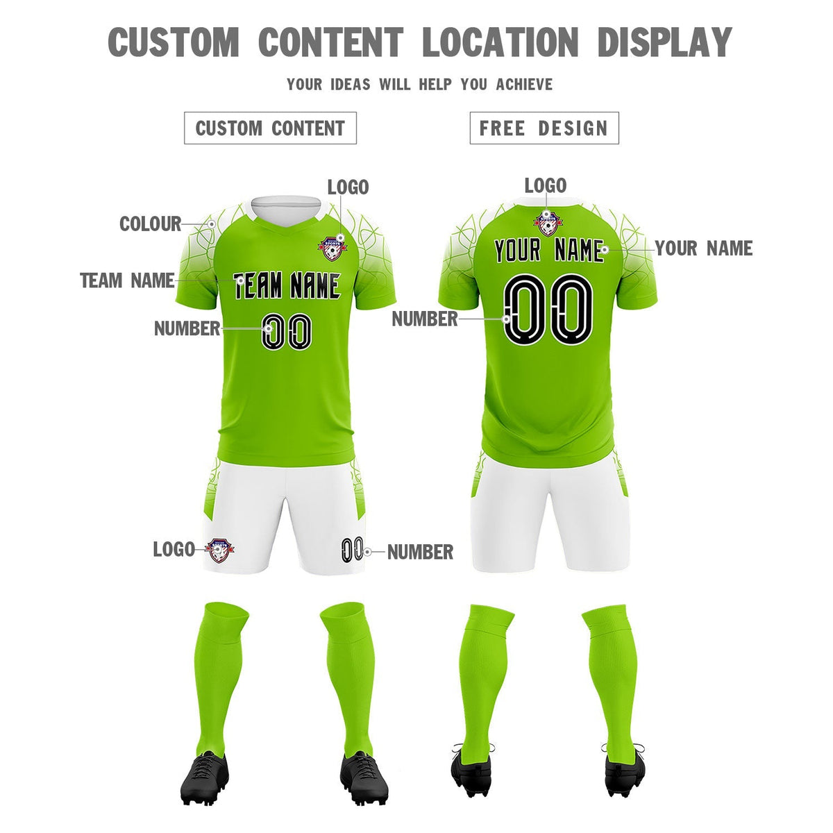 Custom Green Classic Soccer Training Sets Jersey For Adults/Kids
