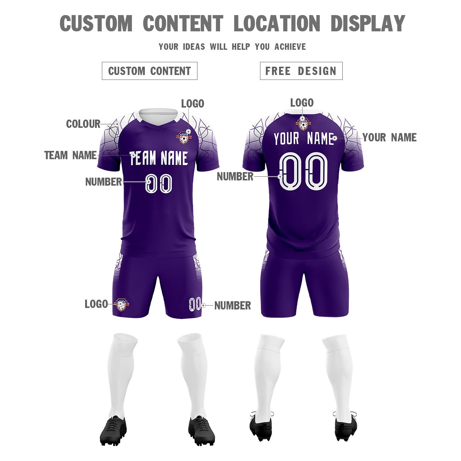 Custom Purple Classic Soccer Training Sets Jersey For Adults/Kids