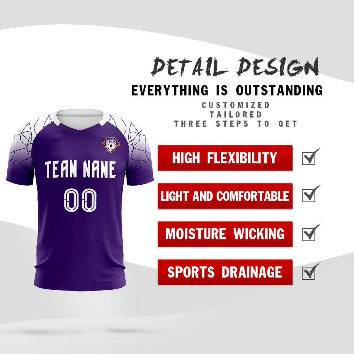Custom Purple Classic Soccer Training Sets Jersey For Adults/Kids