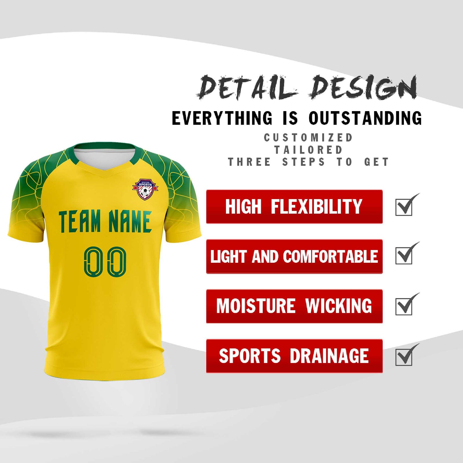 Custom Gold Classic Soccer Training Sets Jersey For Adults/Kids