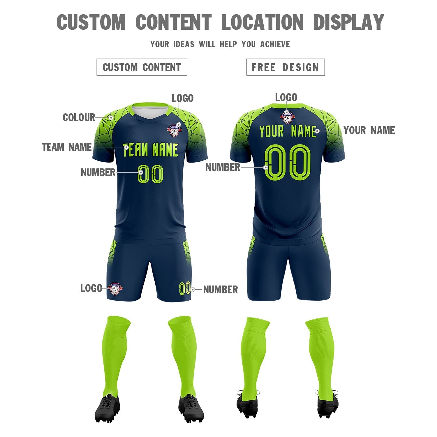 Custom Midnight Blue Classic Soccer Training Sets Jersey For Adults/Kids