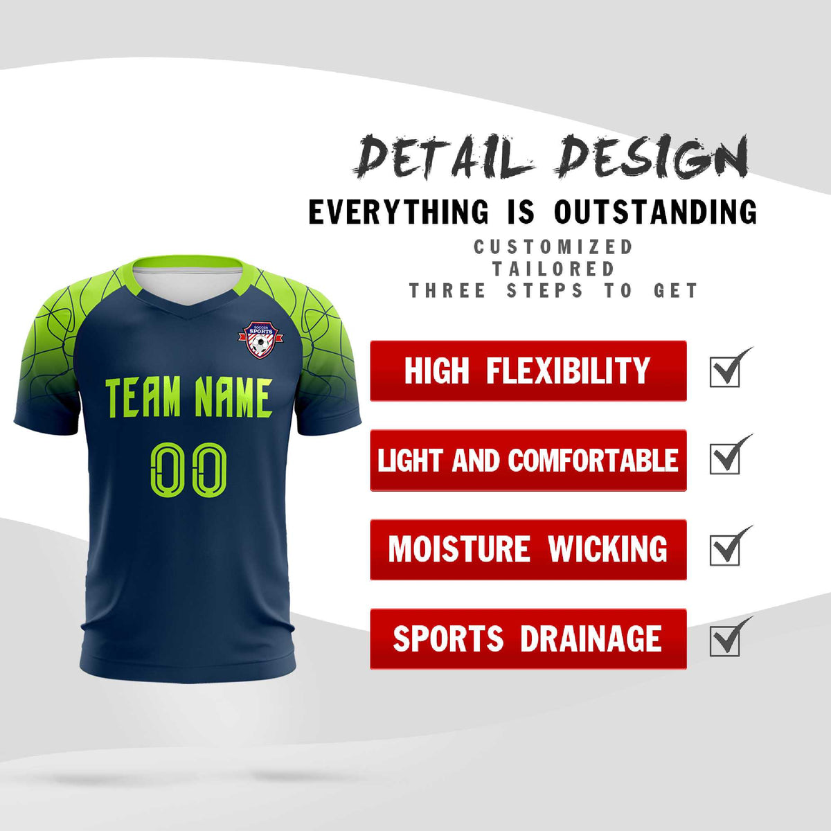 Custom Midnight Blue Classic Soccer Training Sets Jersey For Adults/Kids