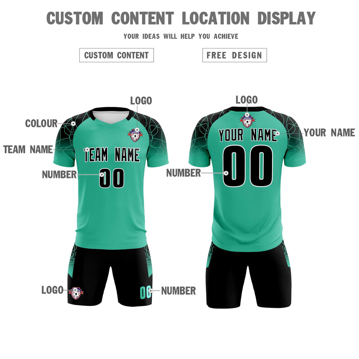 Custom Green Classic Soccer Training Sets Jersey For Adults/Kids