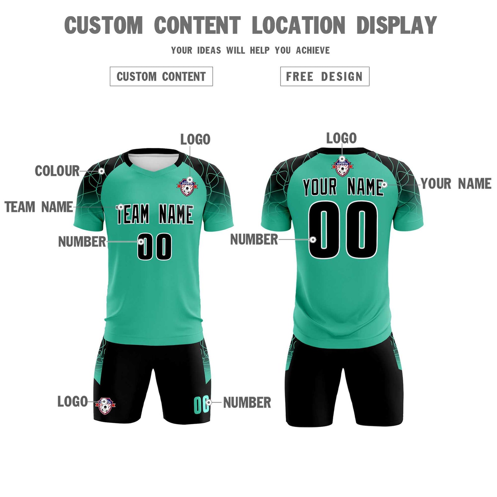 Custom Green Classic Soccer Training Sets Jersey For Adults/Kids