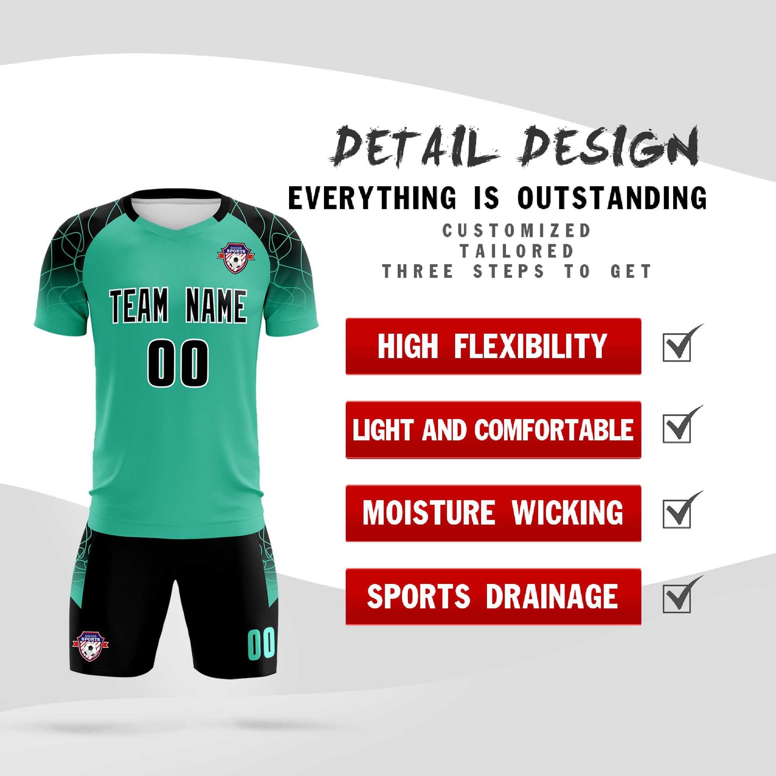 Custom Green Classic Soccer Training Sets Jersey For Adults/Kids