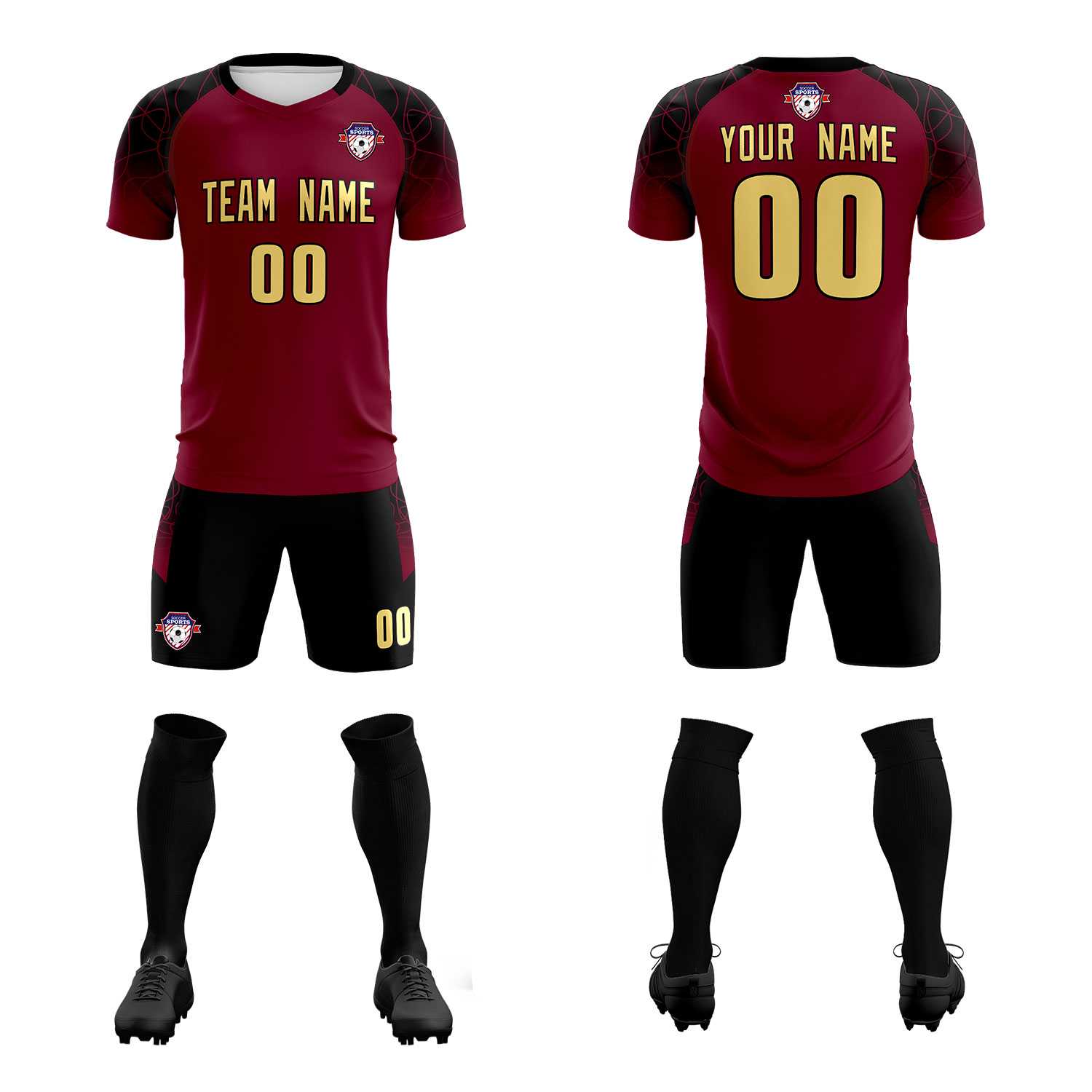 Custom Crimson Classic Soccer Training Sets Jersey For Adults/Kids