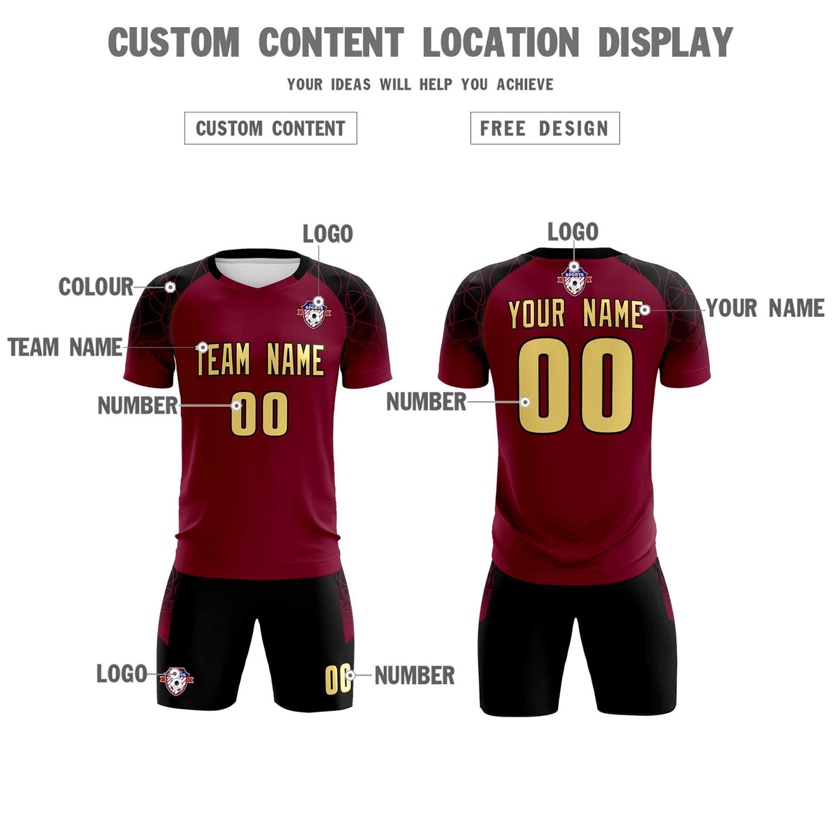 Custom Crimson Classic Soccer Training Sets Jersey For Adults/Kids