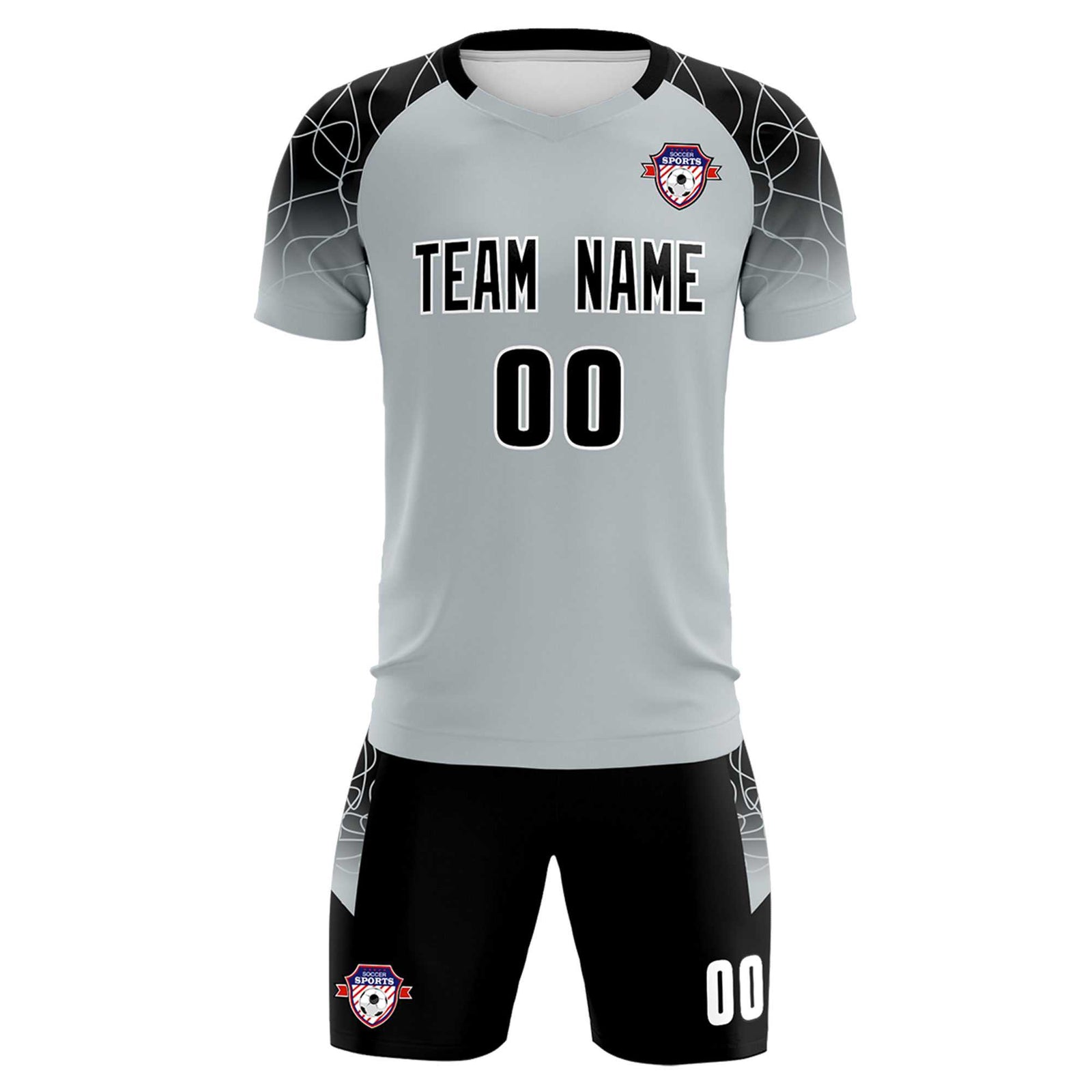 Custom Silver Classic Soccer Training Sets Jersey For Adults/Kids