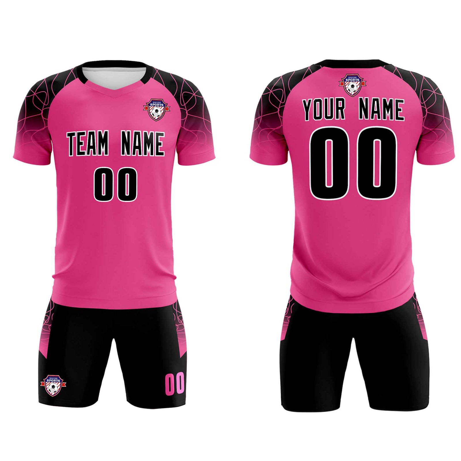 Custom Rose Red Classic Soccer Training Sets Jersey For Adults/Kids