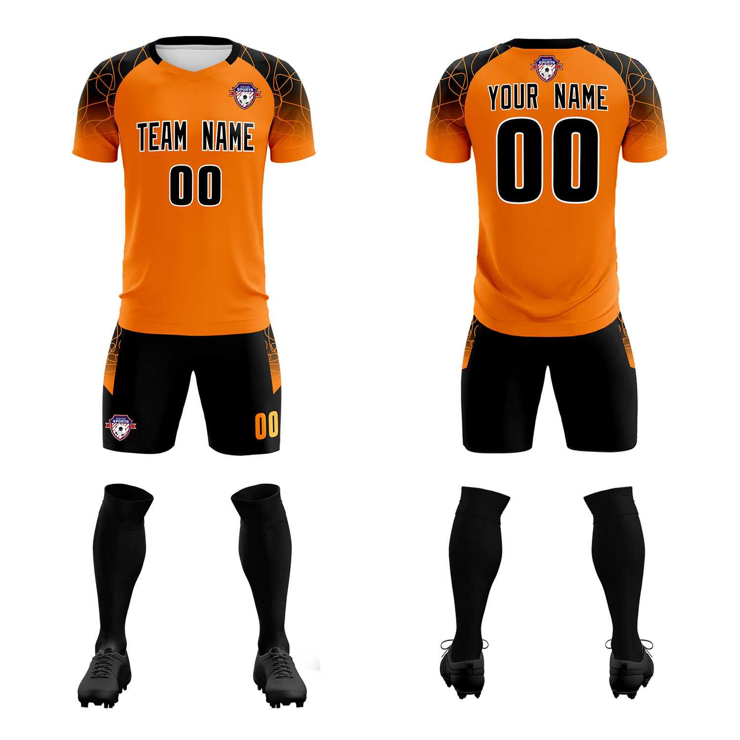 Custom Orange Classic Soccer Training Sets Jersey For Adults/Kids
