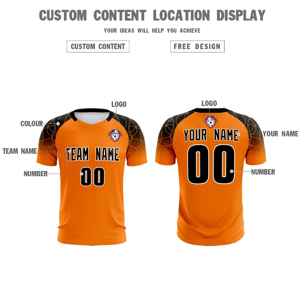 Custom Orange Classic Soccer Training Sets Jersey For Adults/Kids