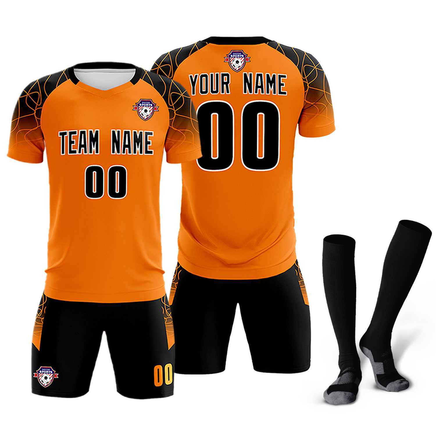Custom Orange Classic Soccer Training Sets Jersey For Adults/Kids