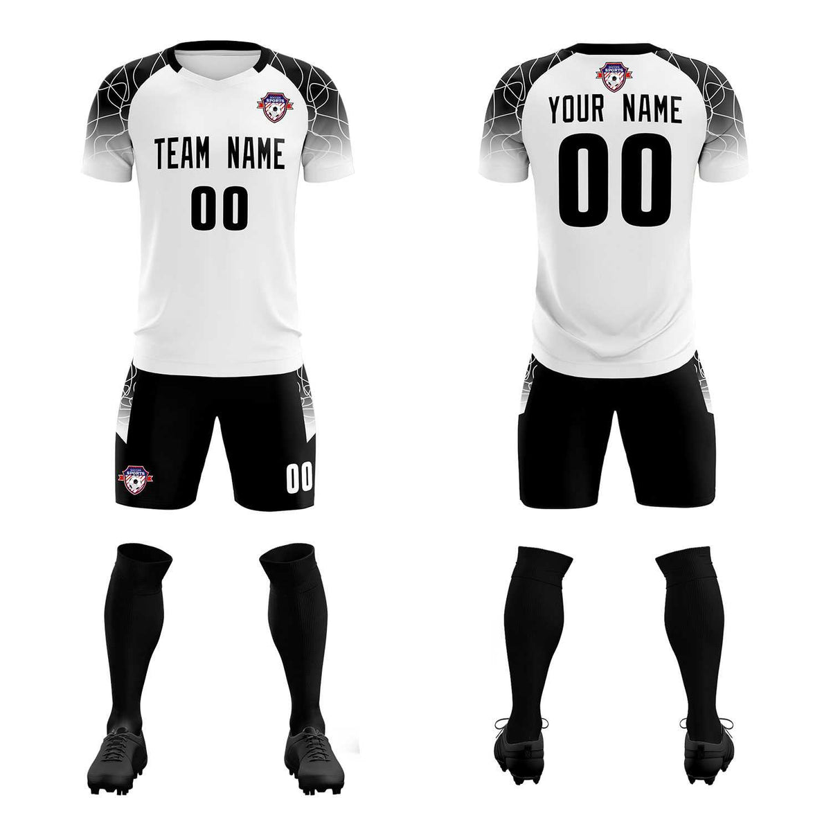Custom White Classic Soccer Training Sets Jersey For Adults/Kids