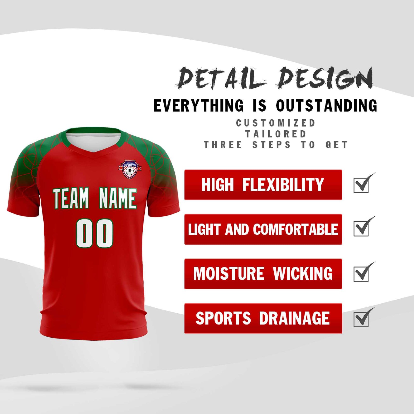 Custom Red Classic Soccer Training Sets Jersey For Adults/Kids