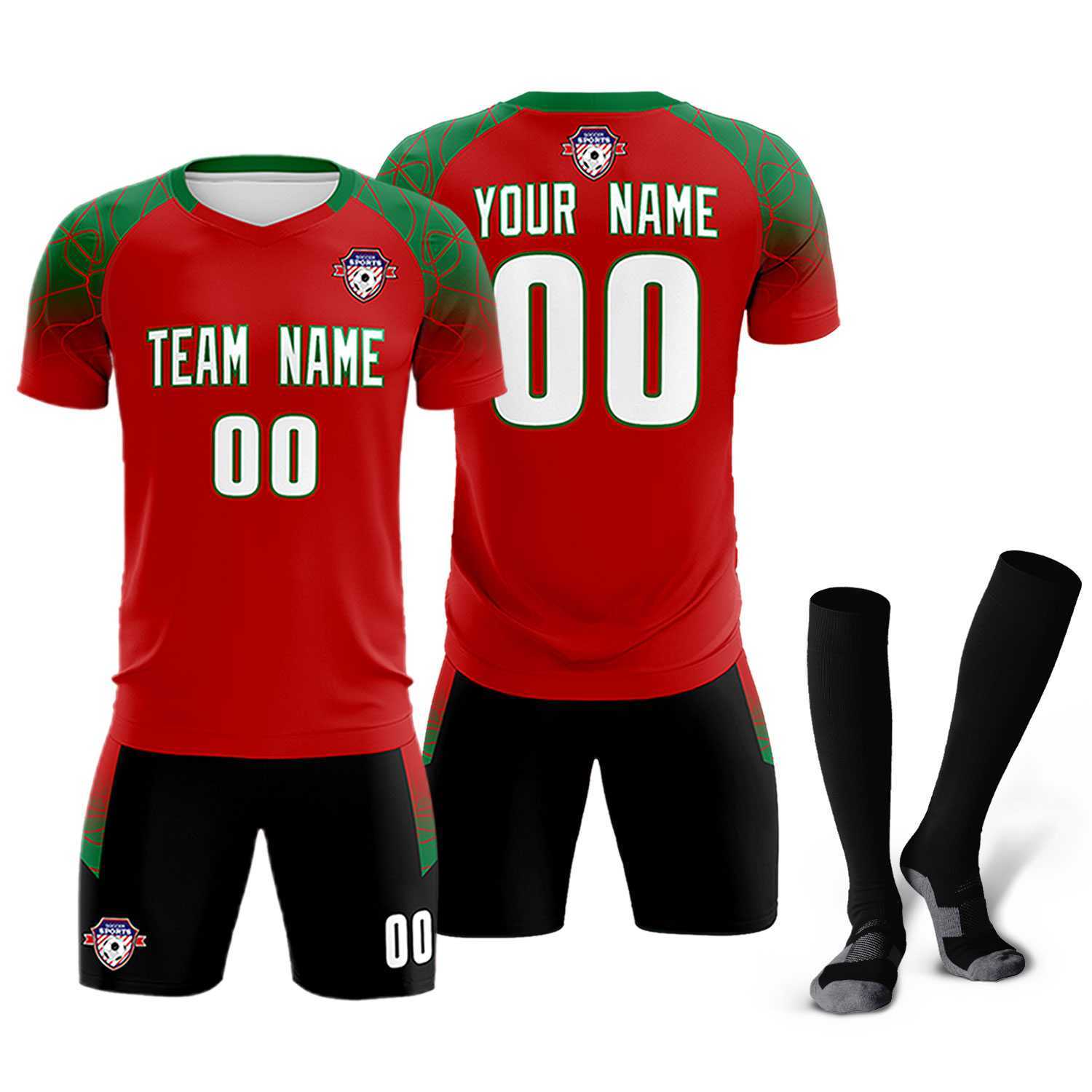 Custom Red Classic Soccer Training Sets Jersey For Adults/Kids