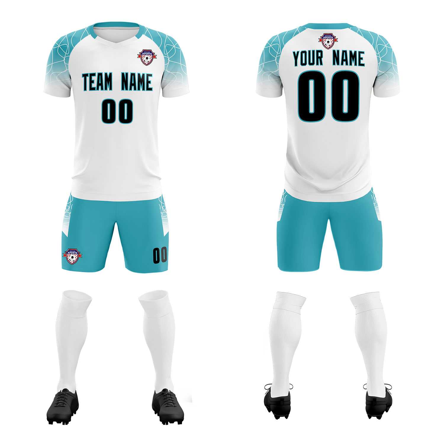 Custom White Classic Soccer Training Sets Jersey For Adults/Kids