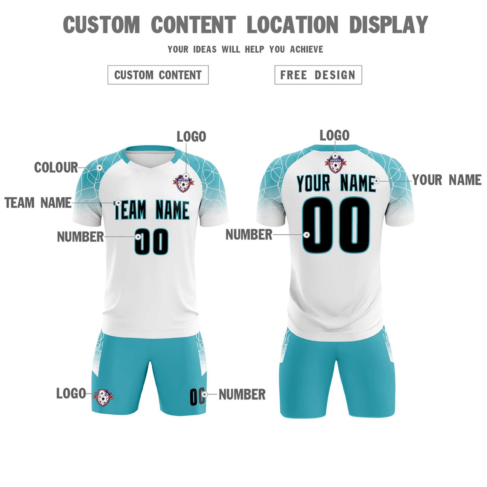 Custom White Classic Soccer Training Sets Jersey For Adults/Kids