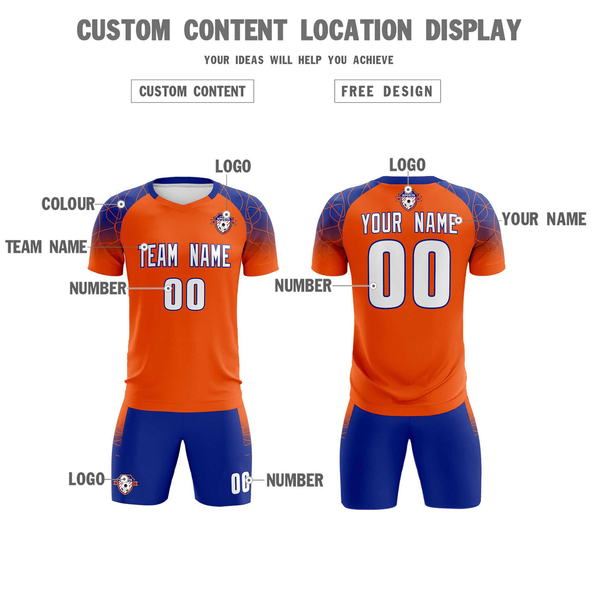 Custom Orange Classic Soccer Training Sets Jersey For Adults/Kids