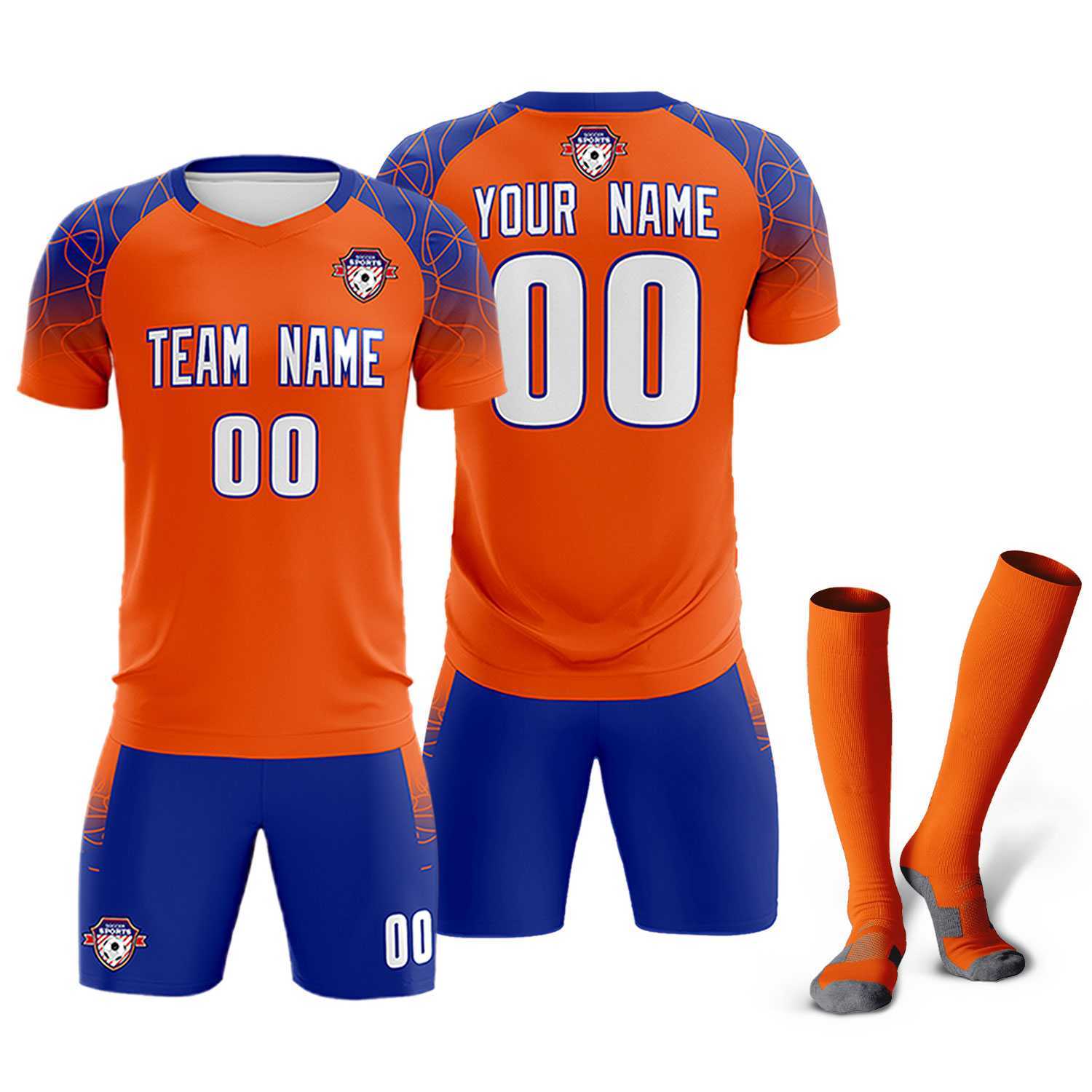 Custom Orange Classic Soccer Training Sets Jersey For Adults/Kids