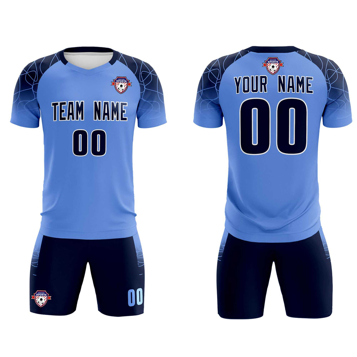 Custom Light Blue Classic Soccer Training Sets Jersey For Adults/Kids