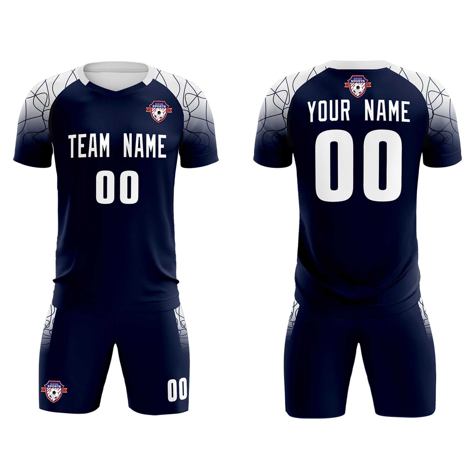 Custom Navy Classic Soccer Training Sets Jersey For Adults/Kids