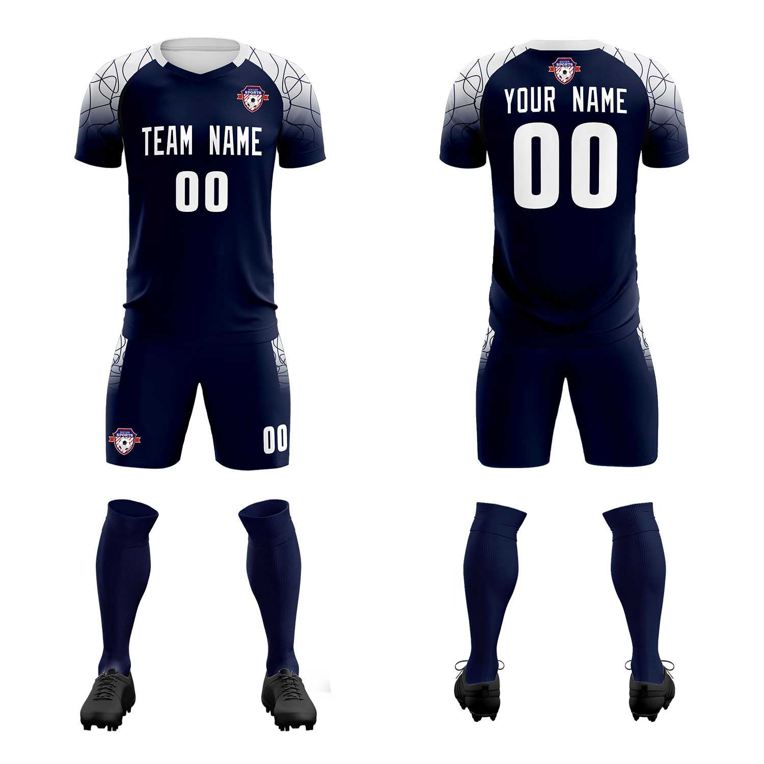 Custom Navy Classic Soccer Training Sets Jersey For Adults/Kids