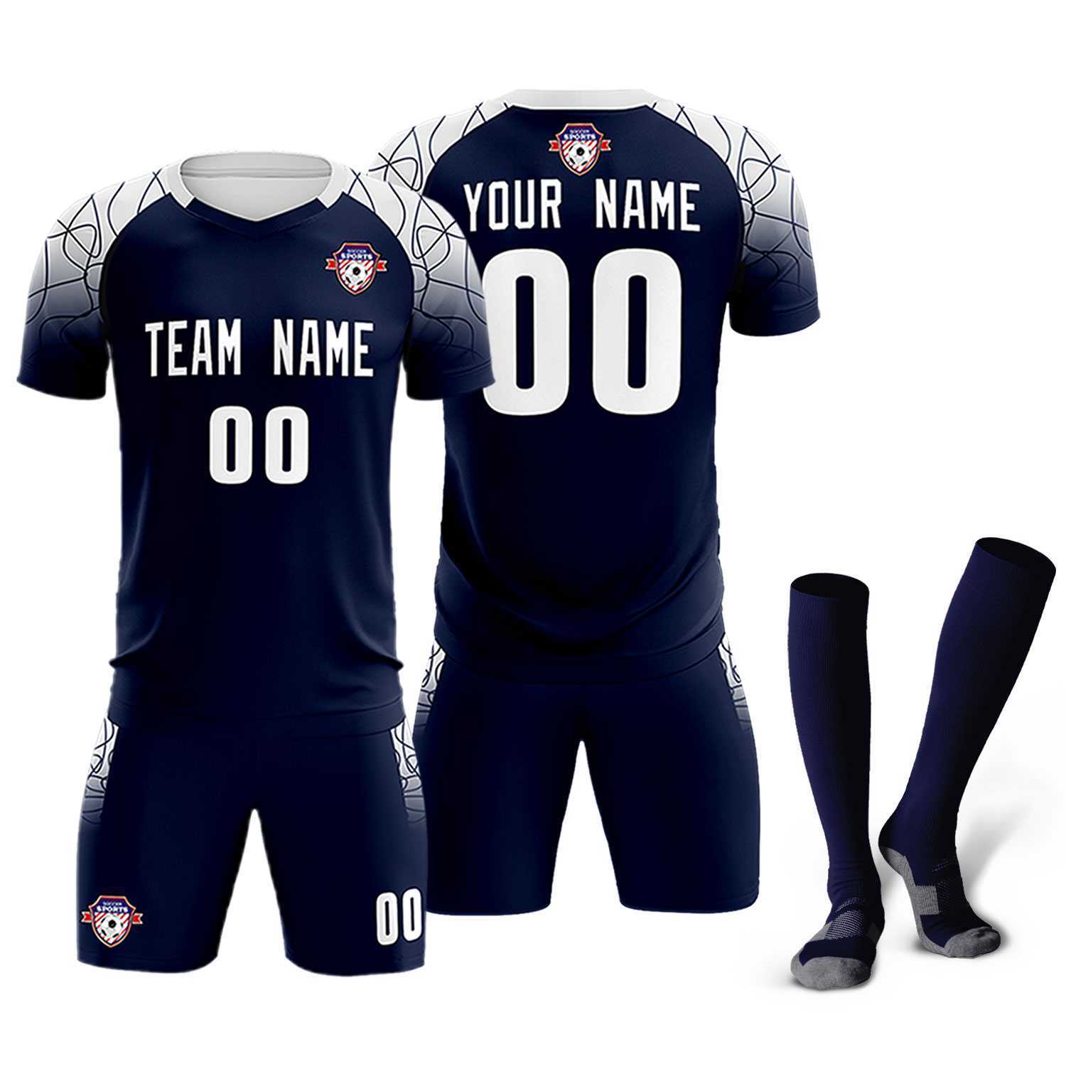 Custom Navy Classic Soccer Training Sets Jersey For Adults/Kids