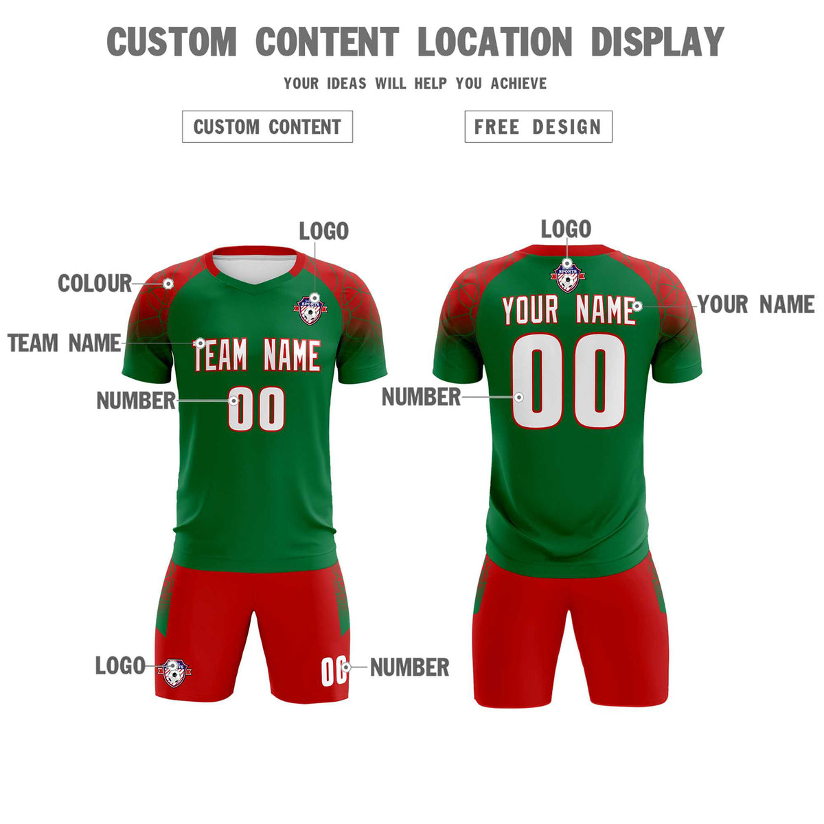 Custom Kelly Green Classic Soccer Training Sets Jersey For Adults/Kids