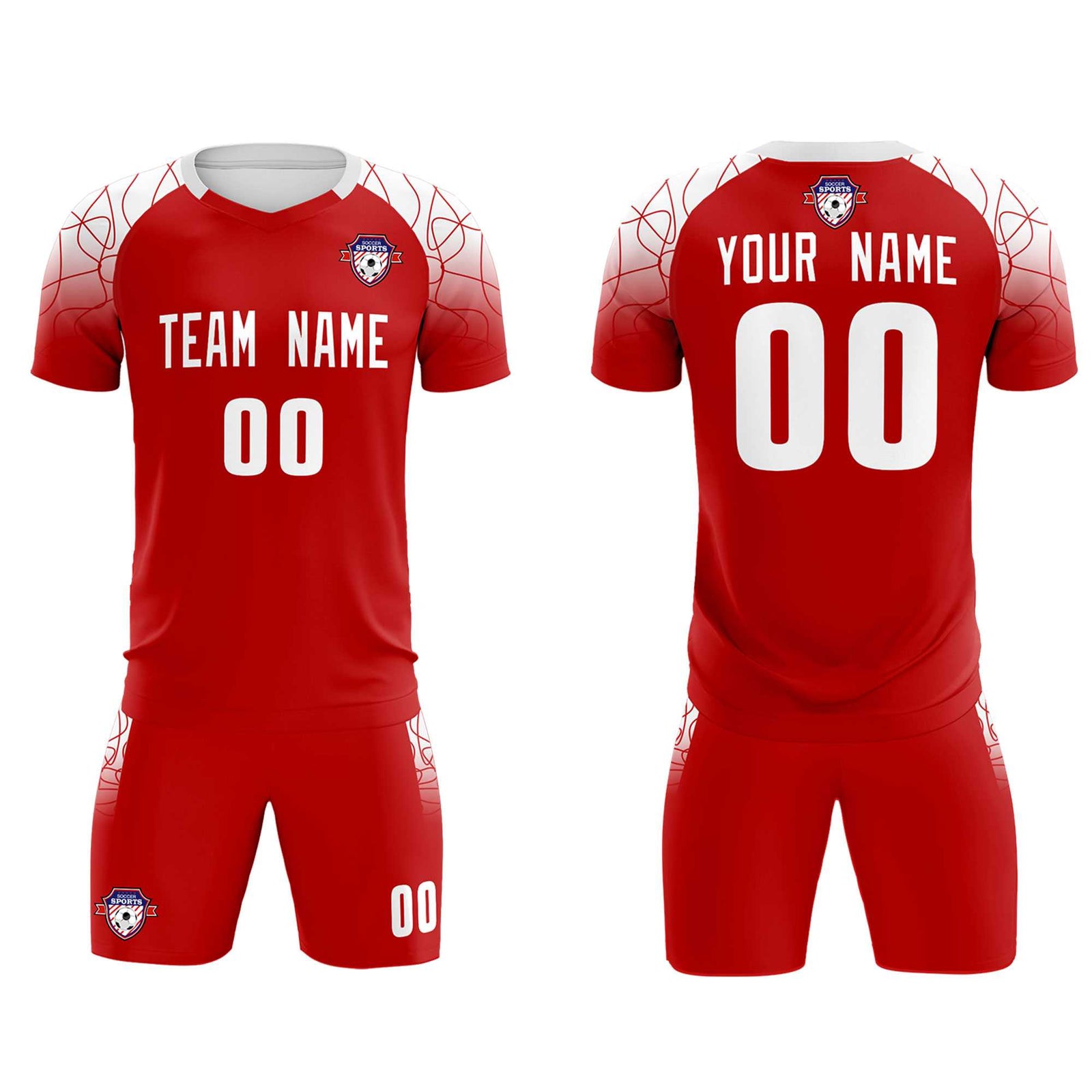 Custom Red Classic Soccer Training Sets Jersey For Adults/Kids