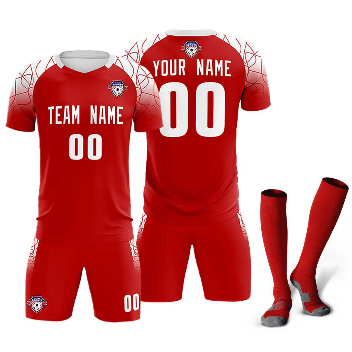 Custom Red Classic Soccer Training Sets Jersey For Adults/Kids
