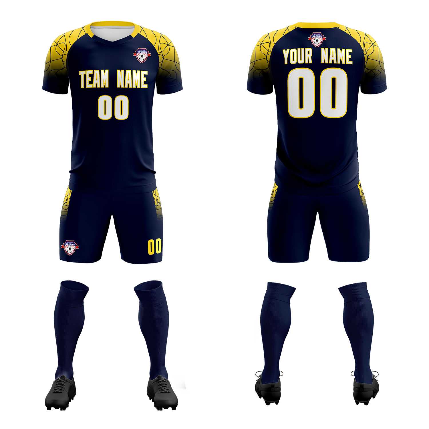 Custom Navy Classic Soccer Training Sets Jersey For Adults/Kids