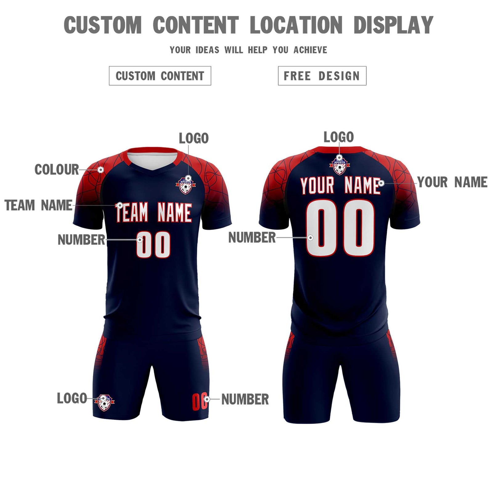 Custom Navy Classic Soccer Training Sets Jersey For Adults/Kids