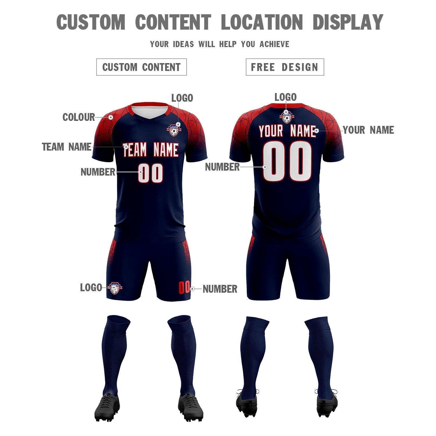 Custom Navy Classic Soccer Training Sets Jersey For Adults/Kids