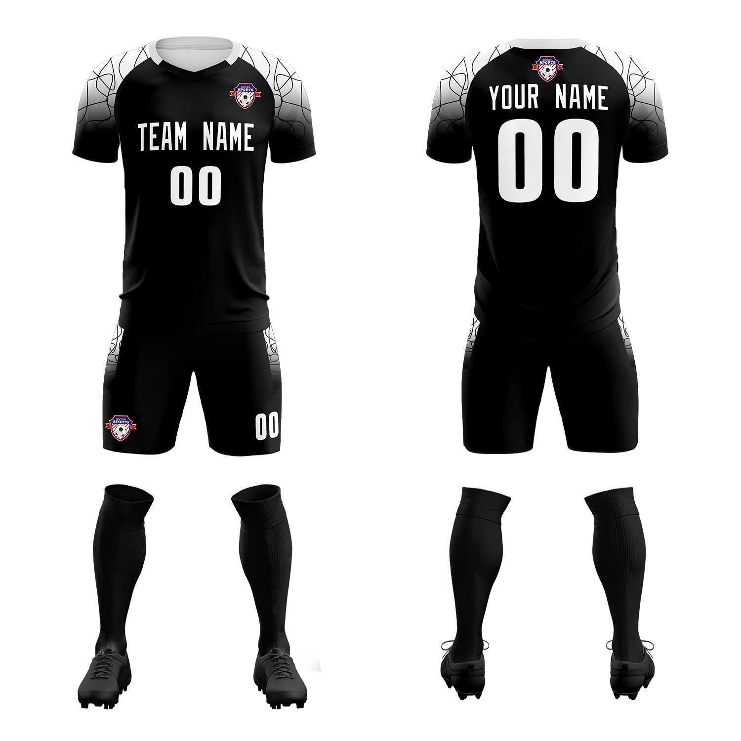 Custom Black Classic Soccer Training Sets Jersey For Adults/Kids