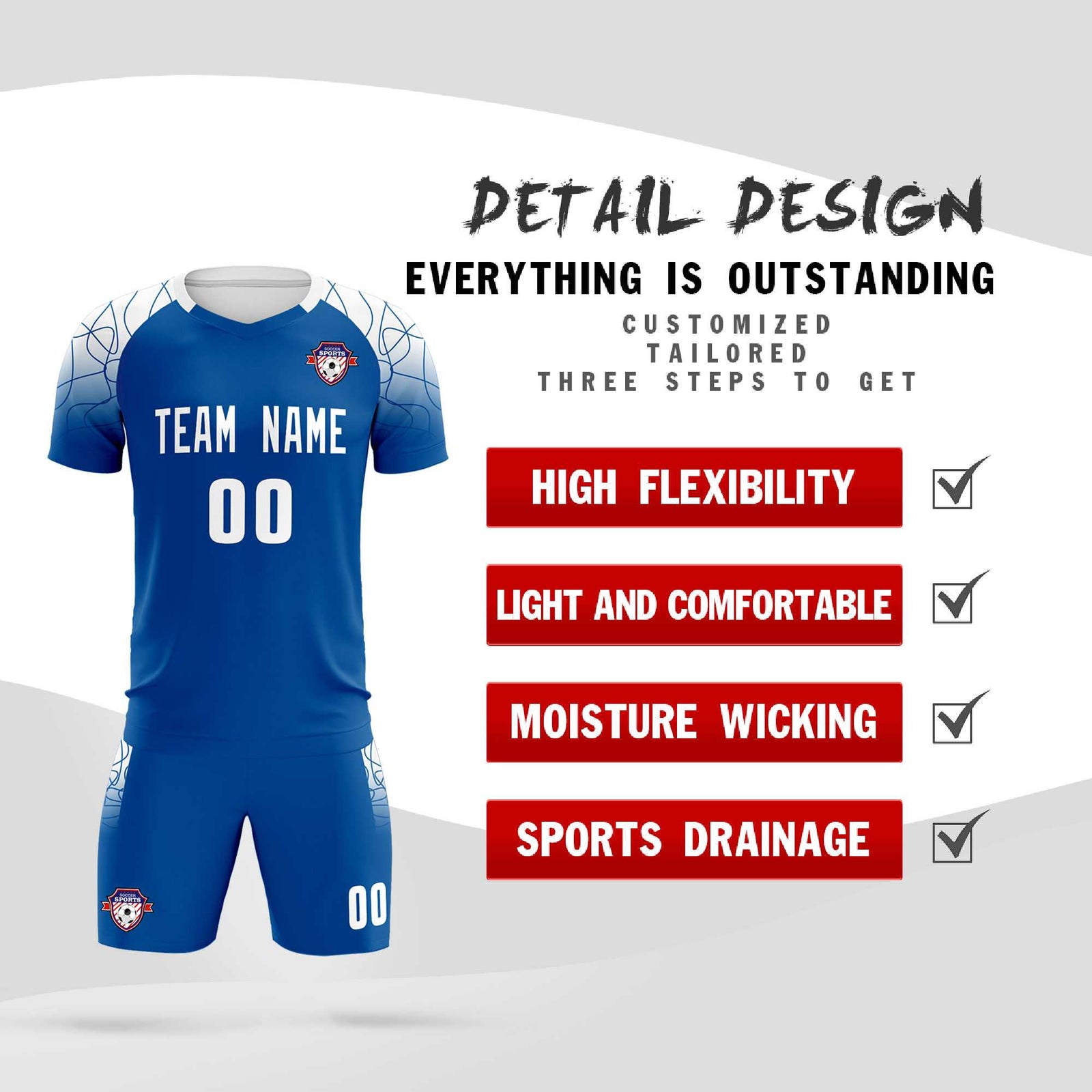 Custom Navy Classic Soccer Training Sets Jersey For Adults/Kids