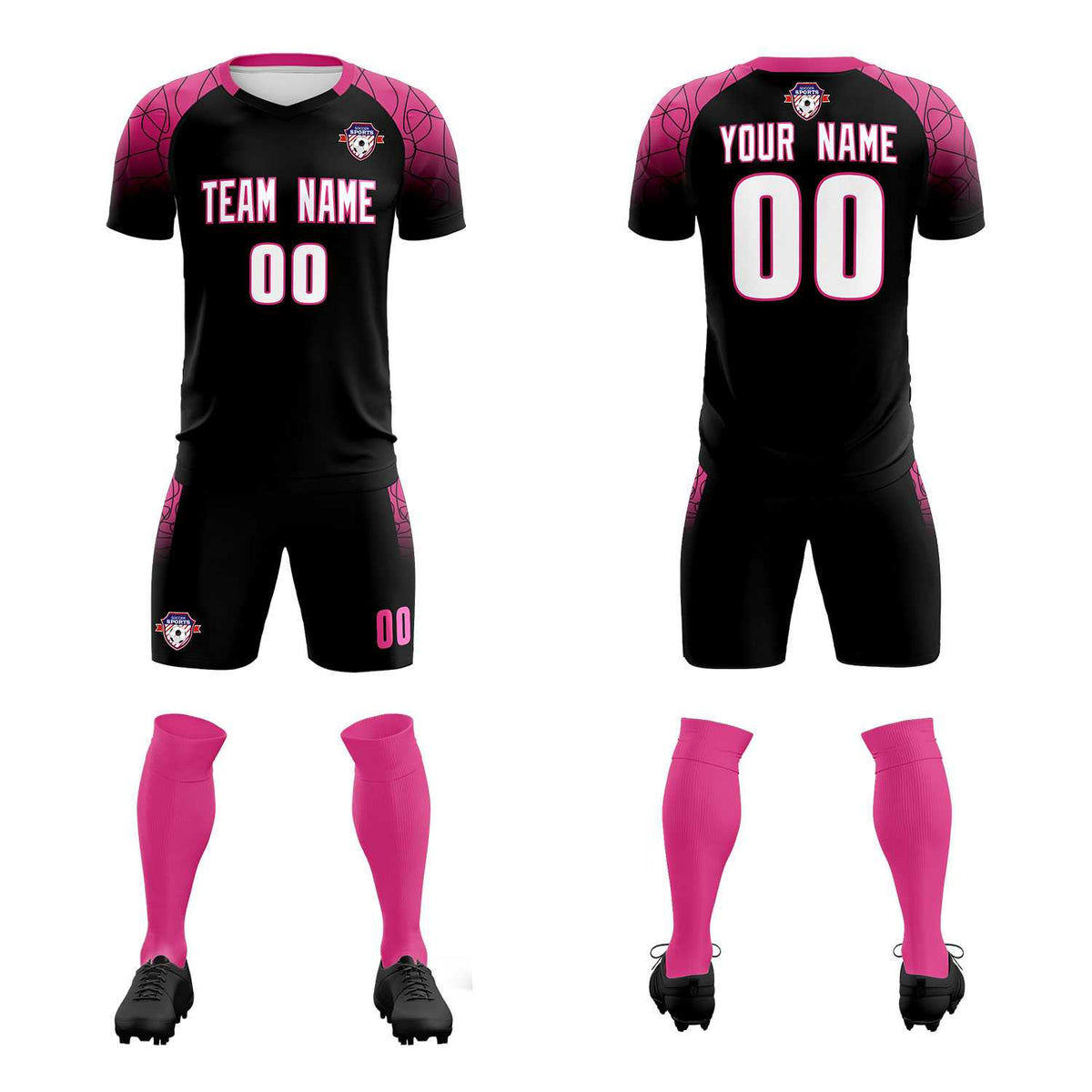 Custom Black Classic Soccer Training Sets Jersey For Adults/Kids
