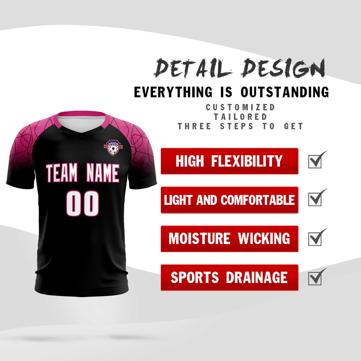 Custom Black Classic Soccer Training Sets Jersey For Adults/Kids