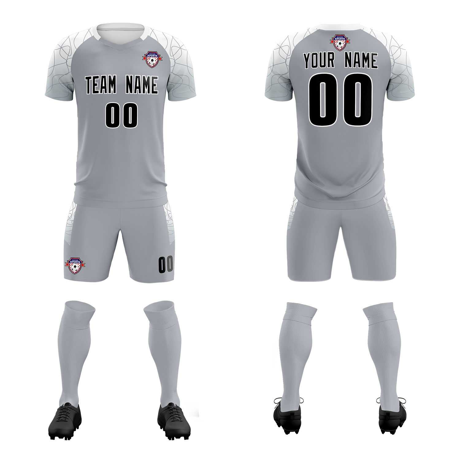 Custom Silver Classic Soccer Training Sets Jersey For Adults/Kids
