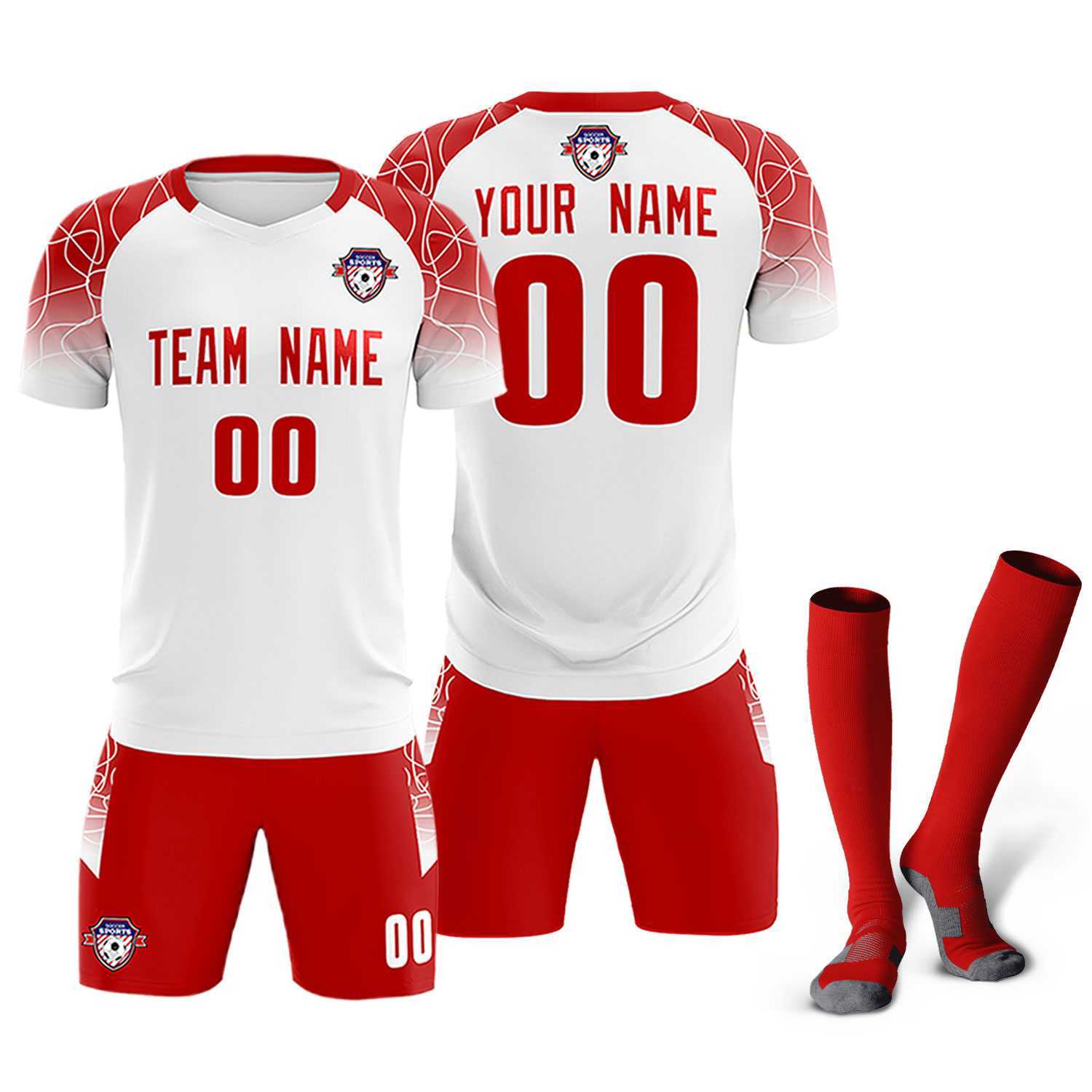 Custom White Classic Soccer Training Sets Jersey For Adults/Kids