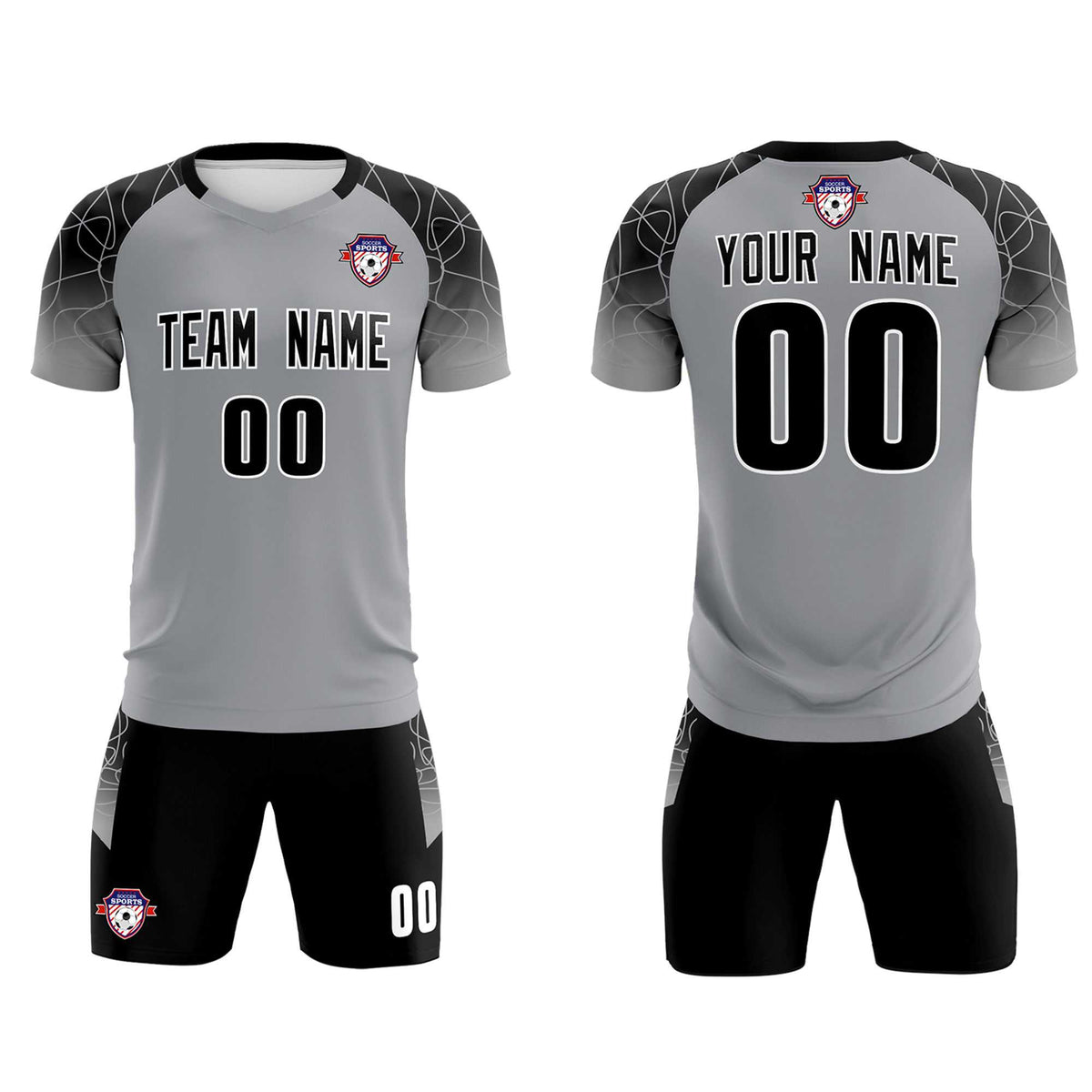 Custom Silver Classic Soccer Training Sets Jersey For Adults/Kids
