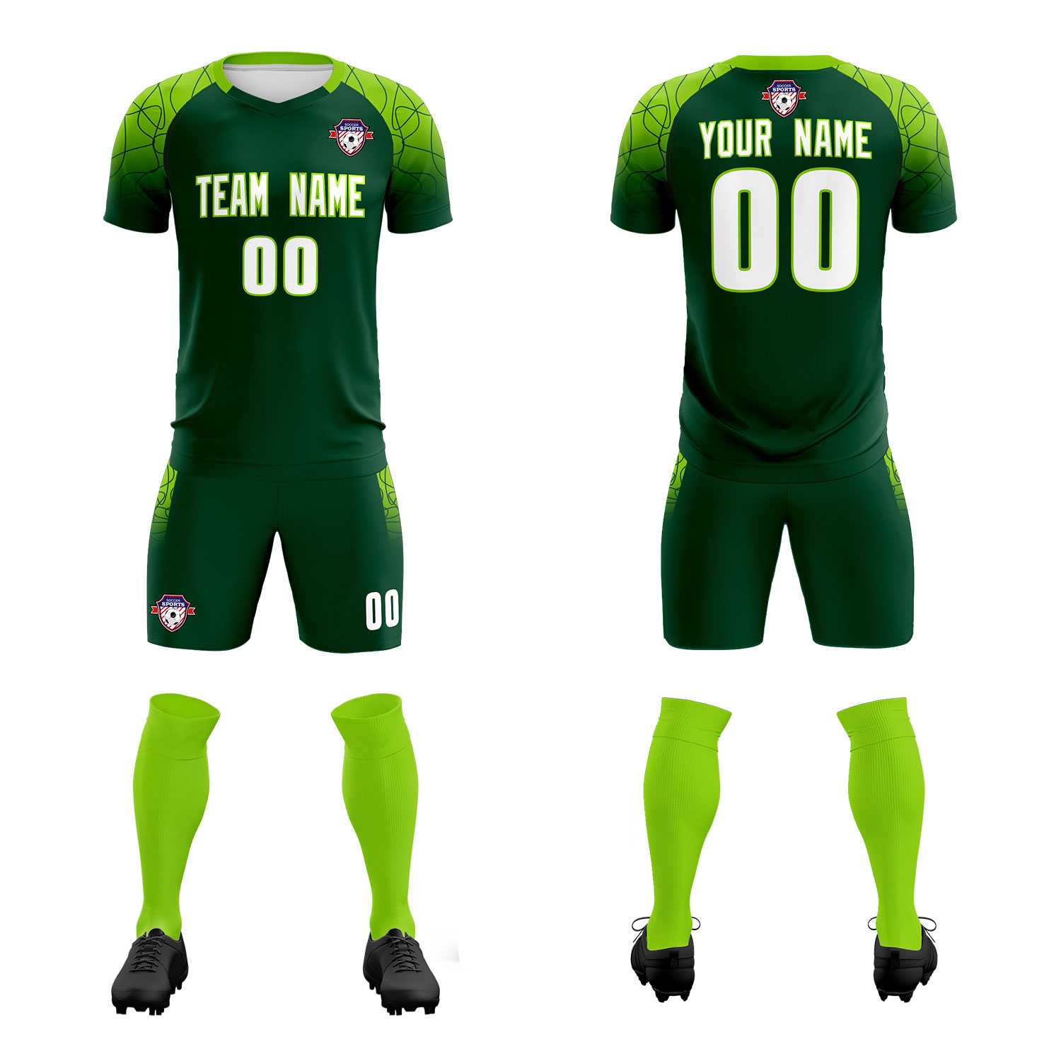 Custom Green Classic Soccer Training Sets Jersey For Adults/Kids