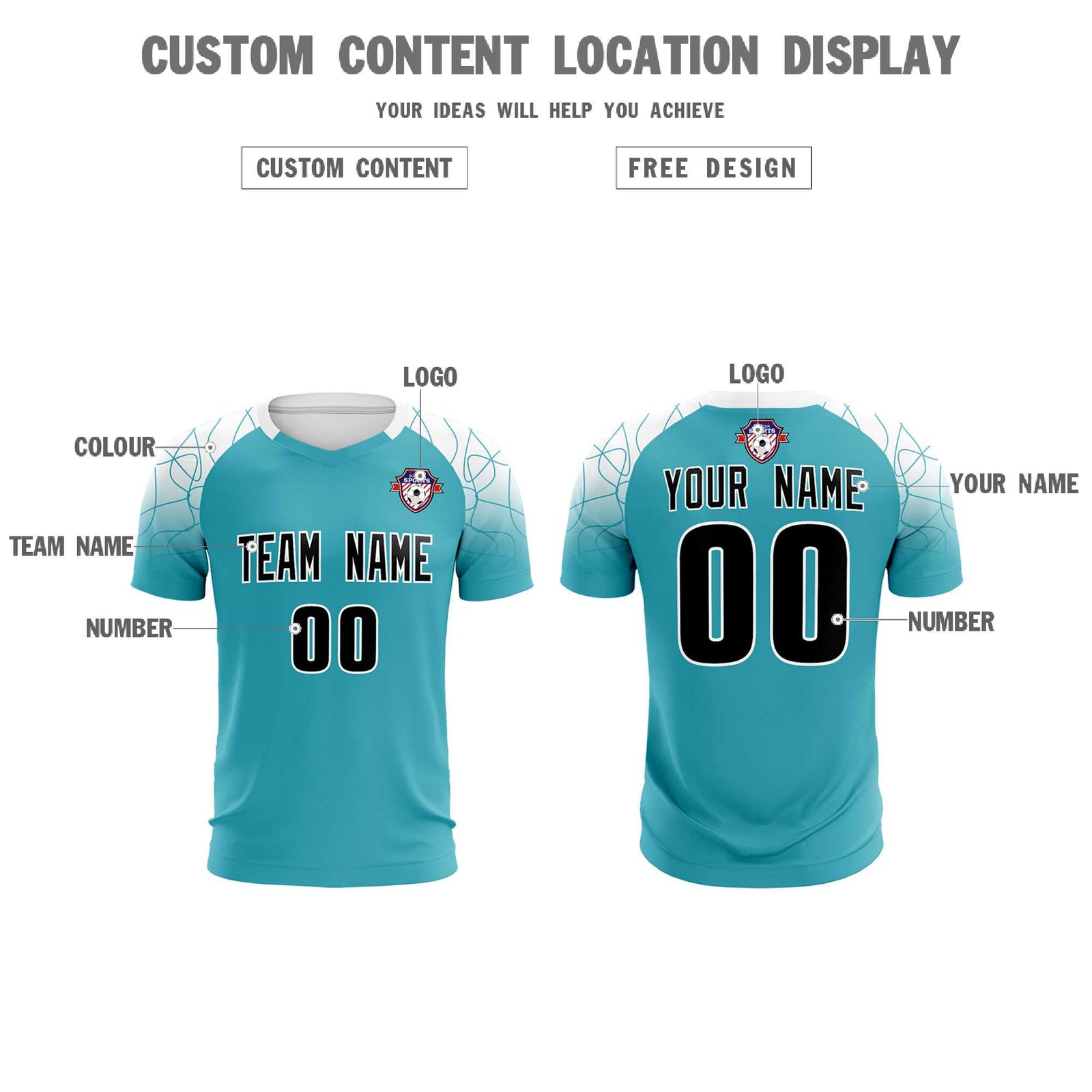 Custom Aqua Classic Soccer Training Sets Jersey For Adults/Kids