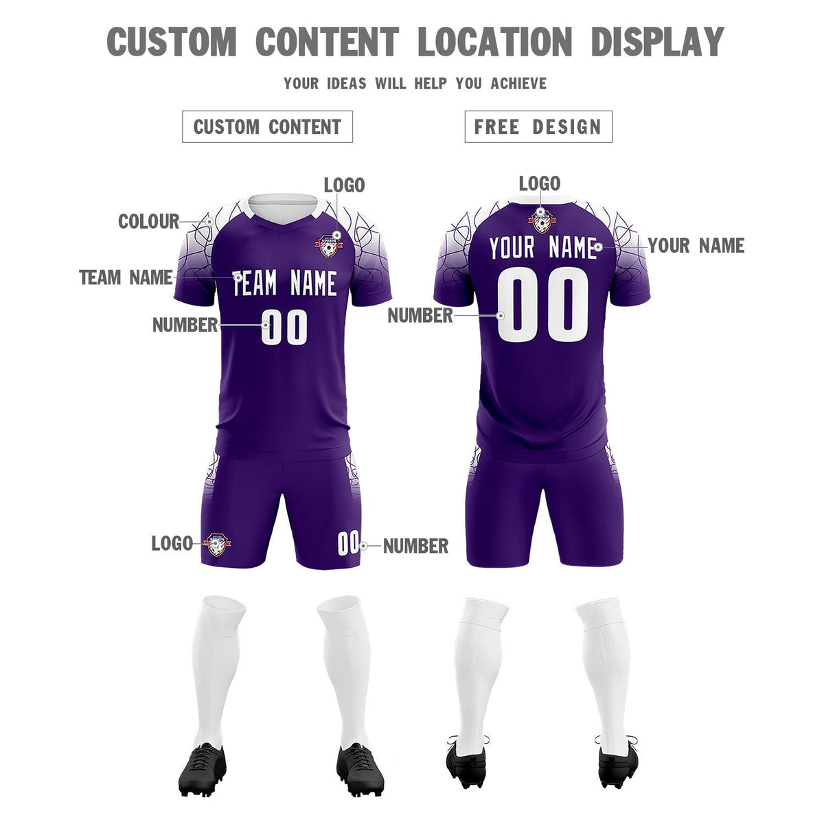 Custom Purple Classic Soccer Training Sets Jersey For Adults/Kids