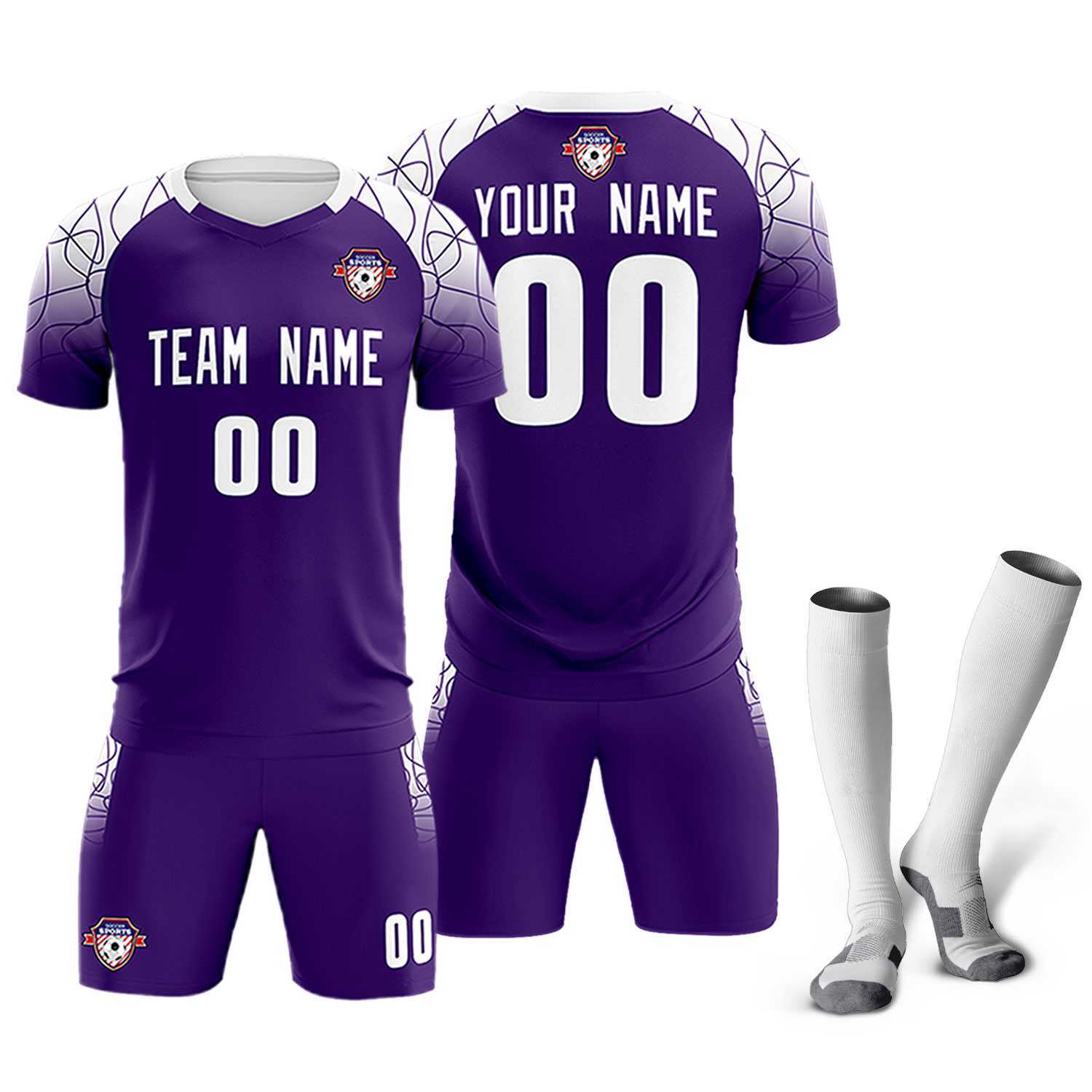 Custom Purple Classic Soccer Training Sets Jersey For Adults/Kids