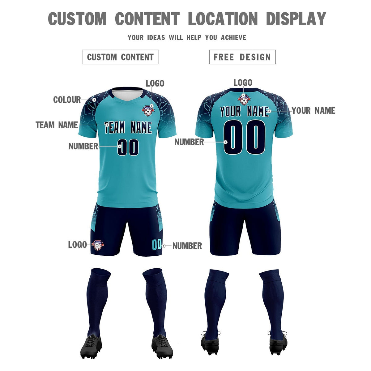 Custom Sky Blue Classic Soccer Training Sets Jersey For Adults/Kids