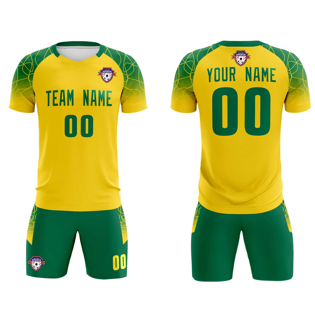 Custom Gold Classic Soccer Training Sets Jersey For Adults/Kids