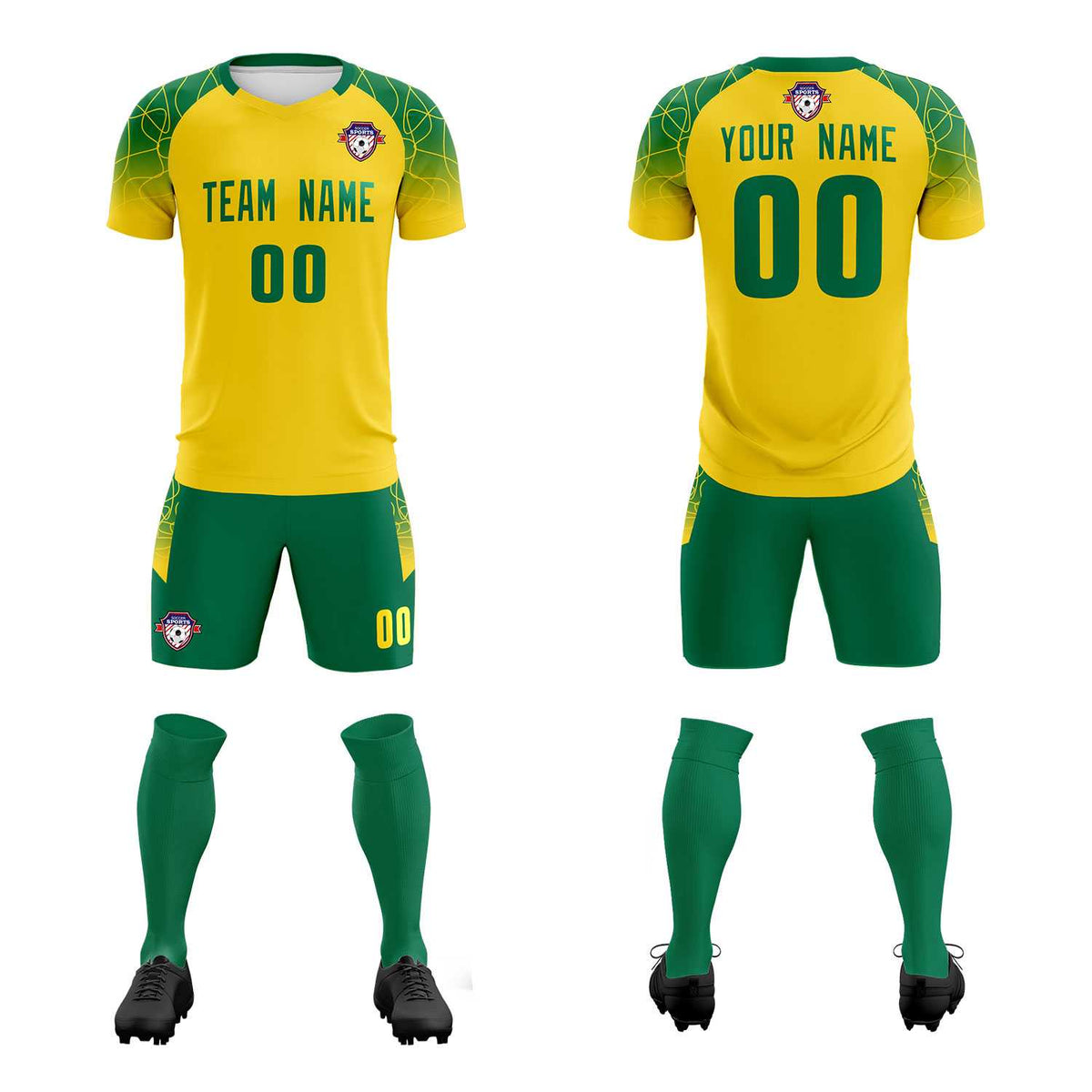 Custom Gold Classic Soccer Training Sets Jersey For Adults/Kids