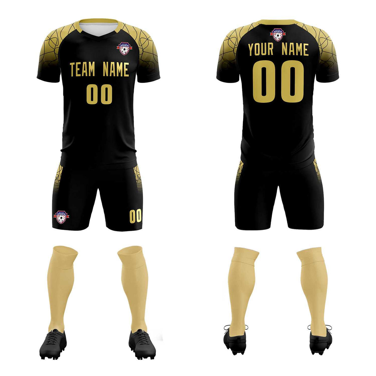 Custom Black Classic Soccer Training Sets Jersey For Adults/Kids